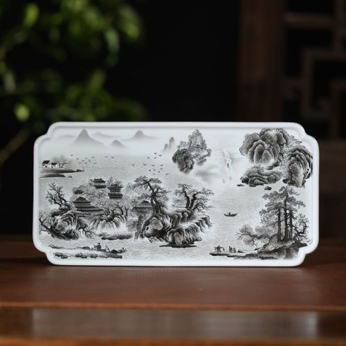 墨彩山水茶盘