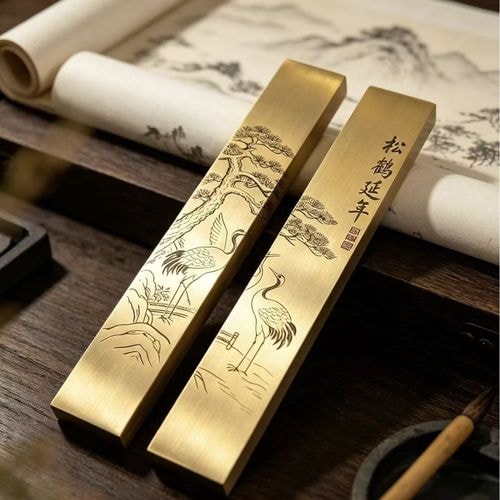 铜镇纸一对