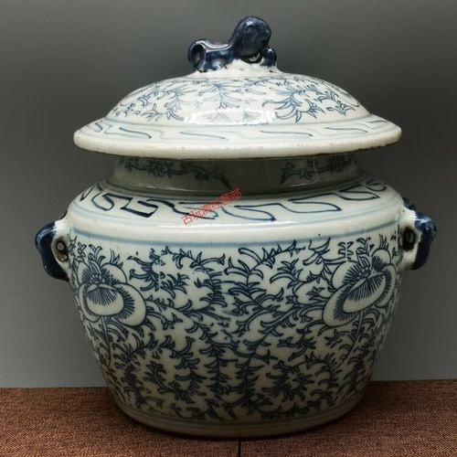 青花缠枝莲粥罐