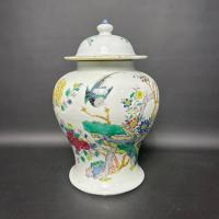 粉彩花鸟将军罐
